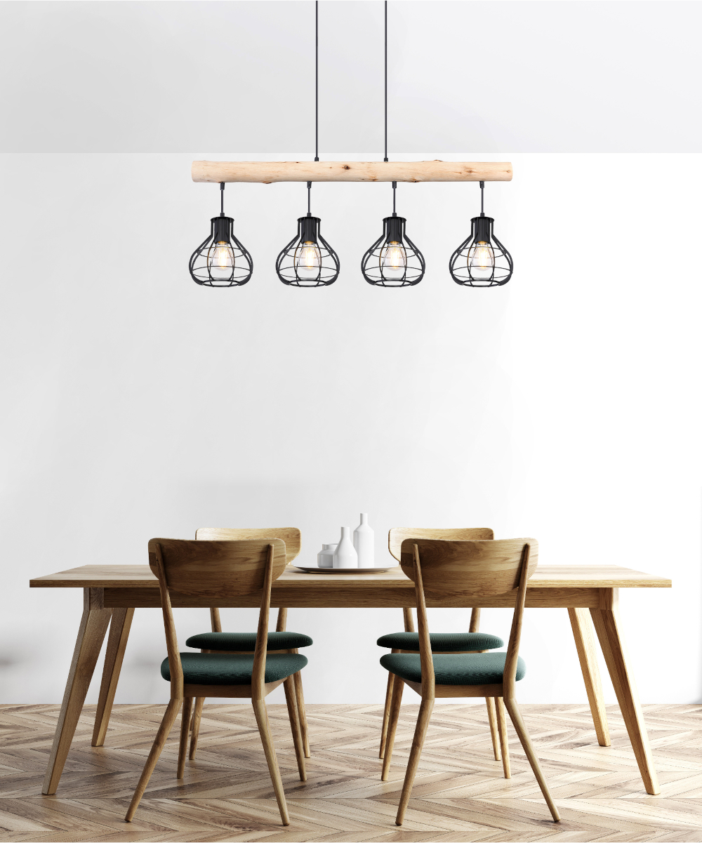 Lámpara colgante jaula negra